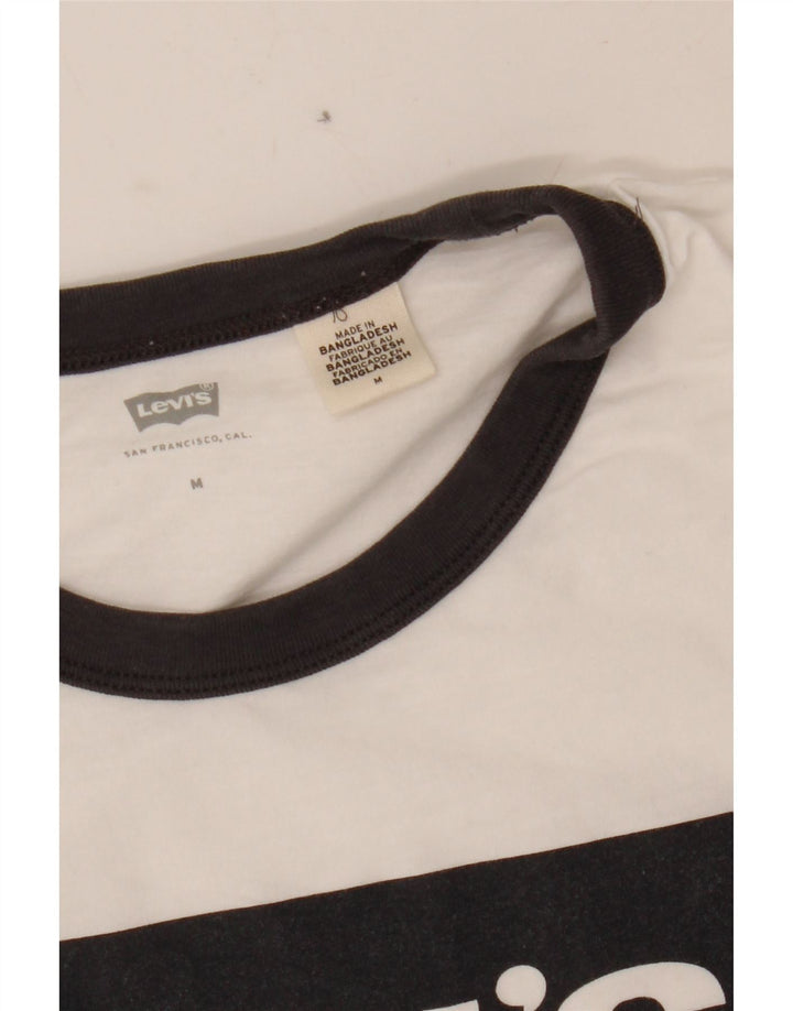 LEVI'S Womens Graphic T-Shirt Top UK 14 Medium White Vintage Levi's and Second-Hand Levi's from Messina Hembry 