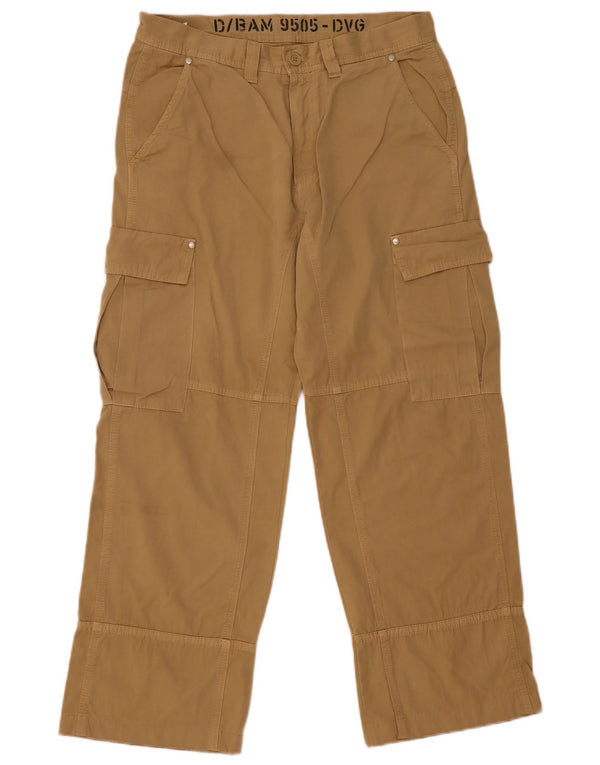 Benetton Womens Straight Cargo Trousers IT 46 Large W33 L28 Brown Cotton