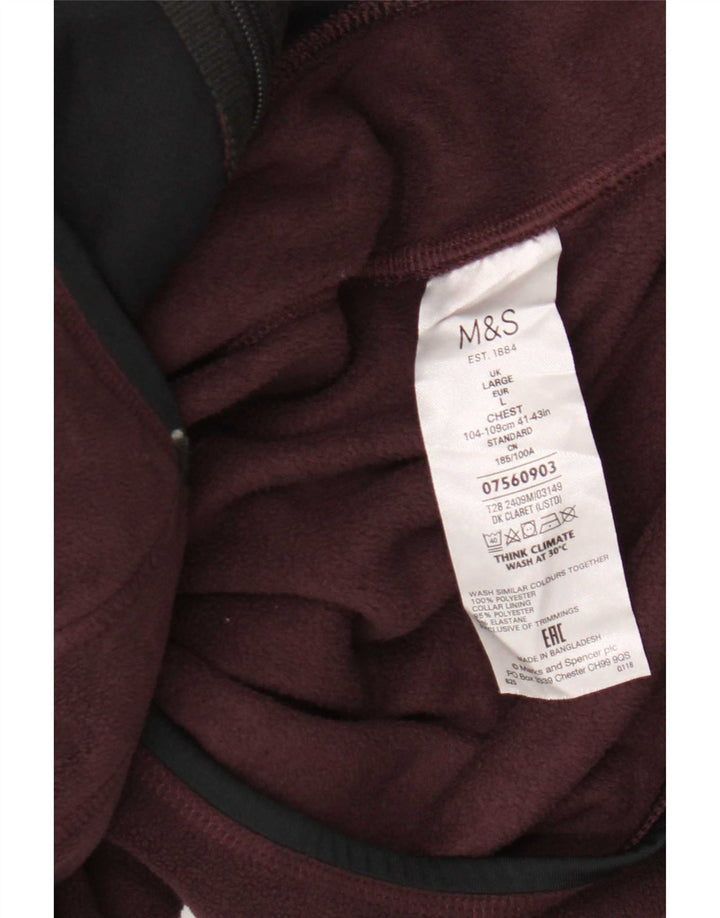 Marks & Spencer Mens Fleece Jacket UK 40 Large Burgundy Polyester