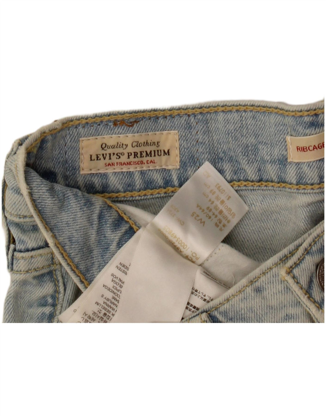 Levi's Womens Ribcage Bermuda Denim Shorts W25 XS Blue Cotton