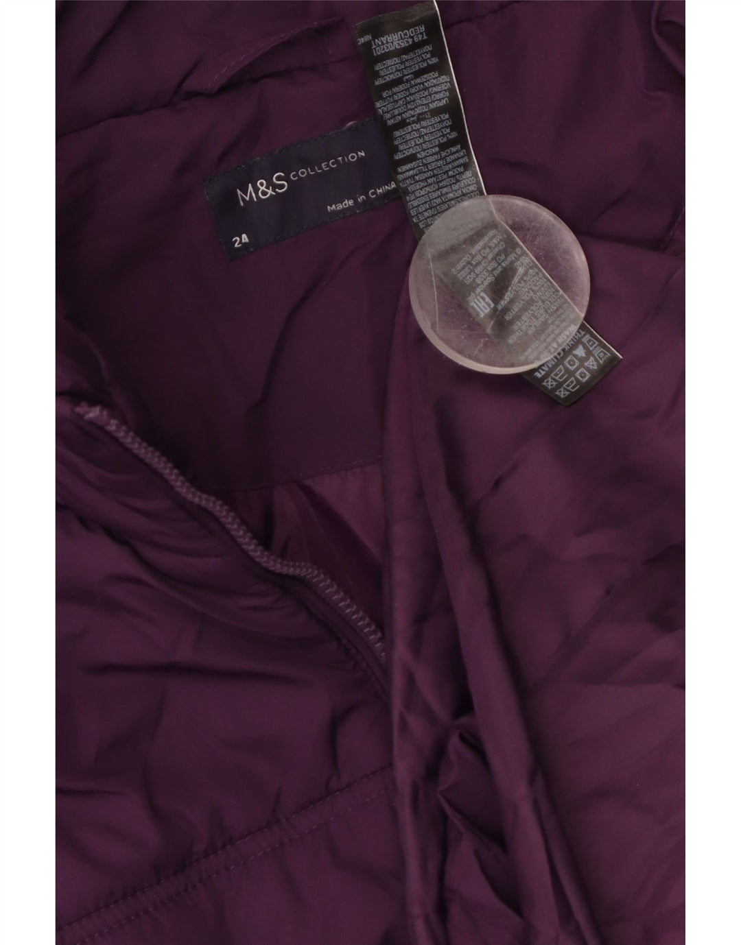 MARKS & SPENCER Womens Padded Coat UK 24 4XL Maroon Polyester
