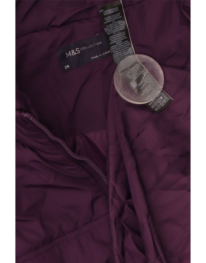 MARKS & SPENCER Womens Padded Coat UK 24 4XL Maroon Polyester
