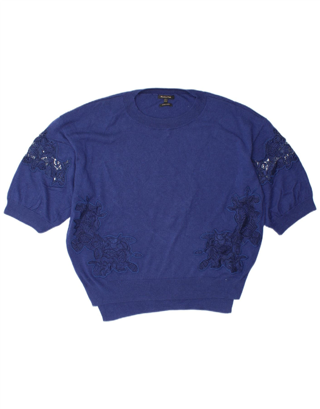 MASSIMO DUTTI Womens Oversized Crew Neck Jumper Sweater UK 14 Medium Blue