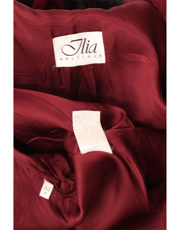 Ilia Womens Loose Fit Overcoat IT 50 XL Maroon Wool