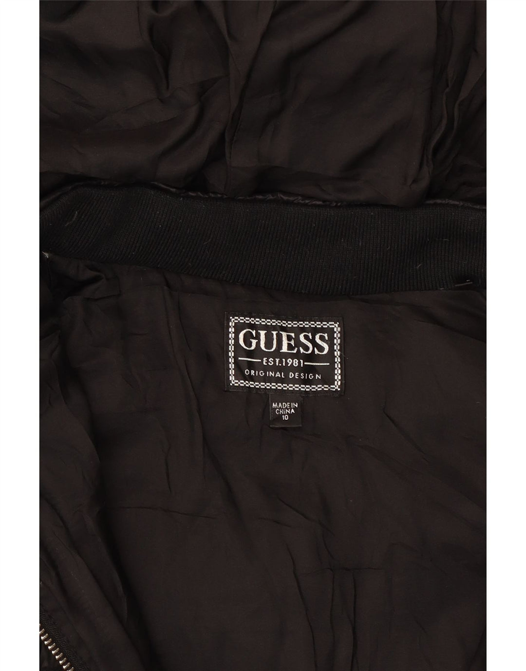 GUESS Girls Hooded Padded Jacket 9-10 Years Black Polyamide