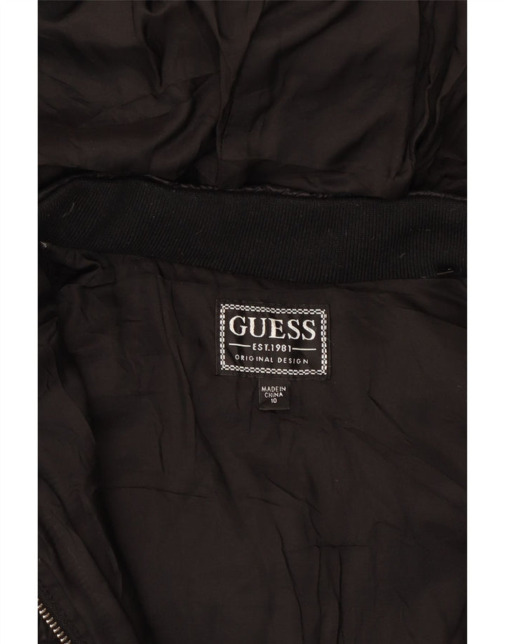GUESS Girls Hooded Padded Jacket 9-10 Years Black Polyamide