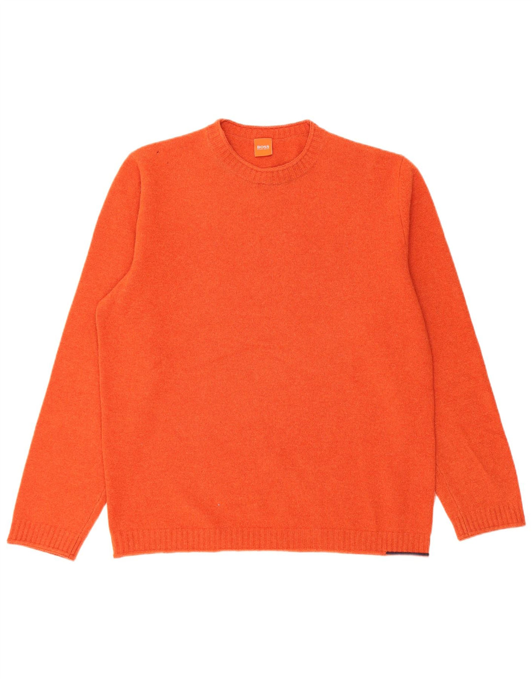 HUGO BOSS Mens Crew Neck Jumper Sweater Medium Orange Virgin Wool