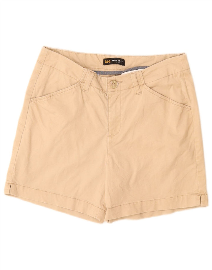 Lee Womens Mid Rise Regular Fit Casual Shorts US 6 Medium W28 Beige Cotton