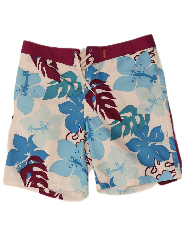 Sundek Mens Swimming Shorts Large White Floral Polyester