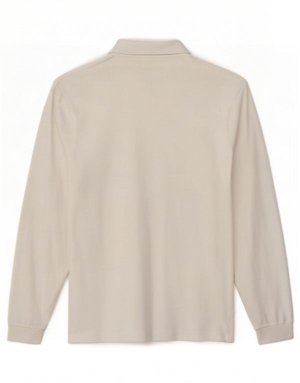 Kappa Mens Long Sleeve Polo Shirt Small White Cotton