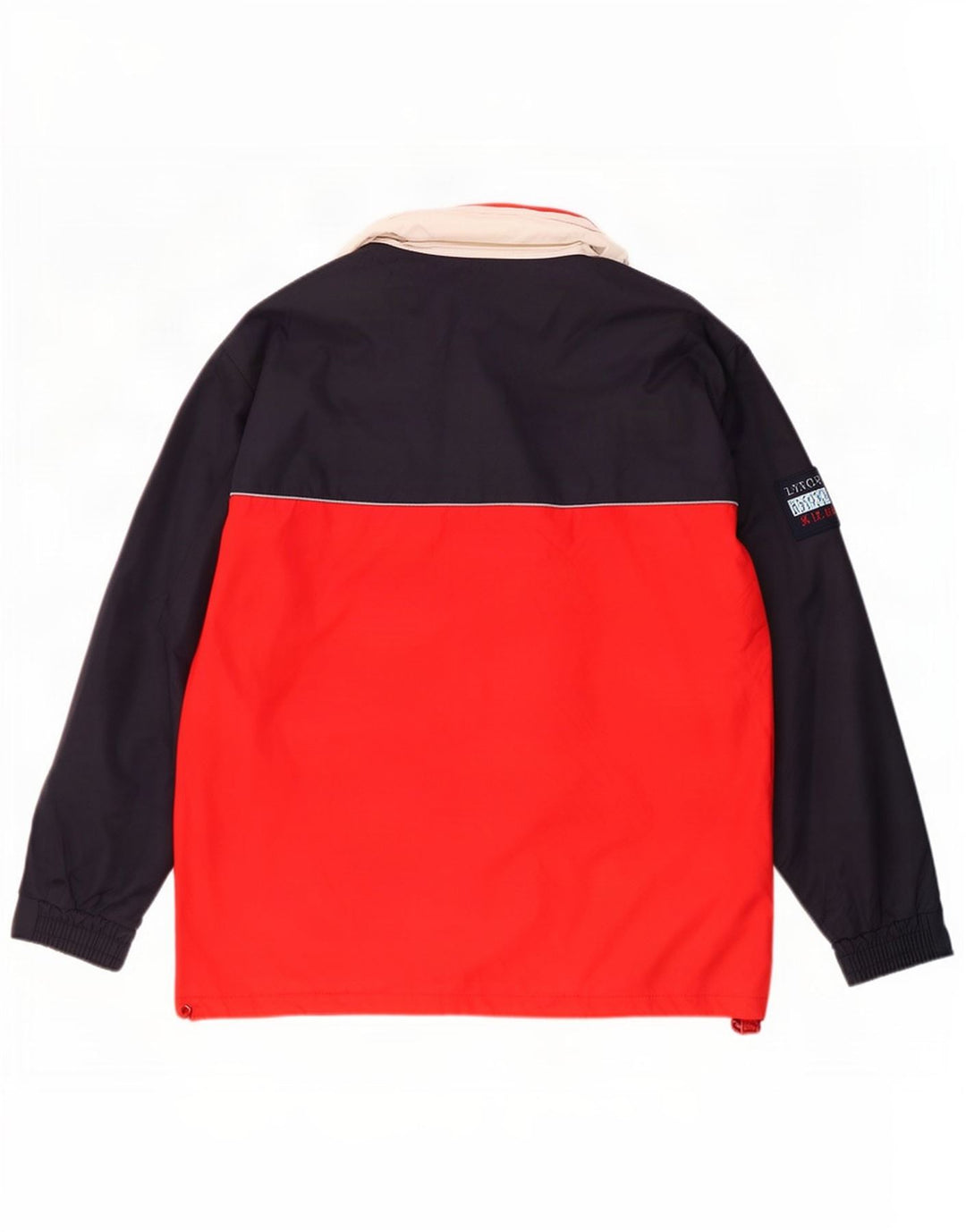 Vintage Mens Hooded Rain Jacket UK 36 Small Red Colourblock Polyester