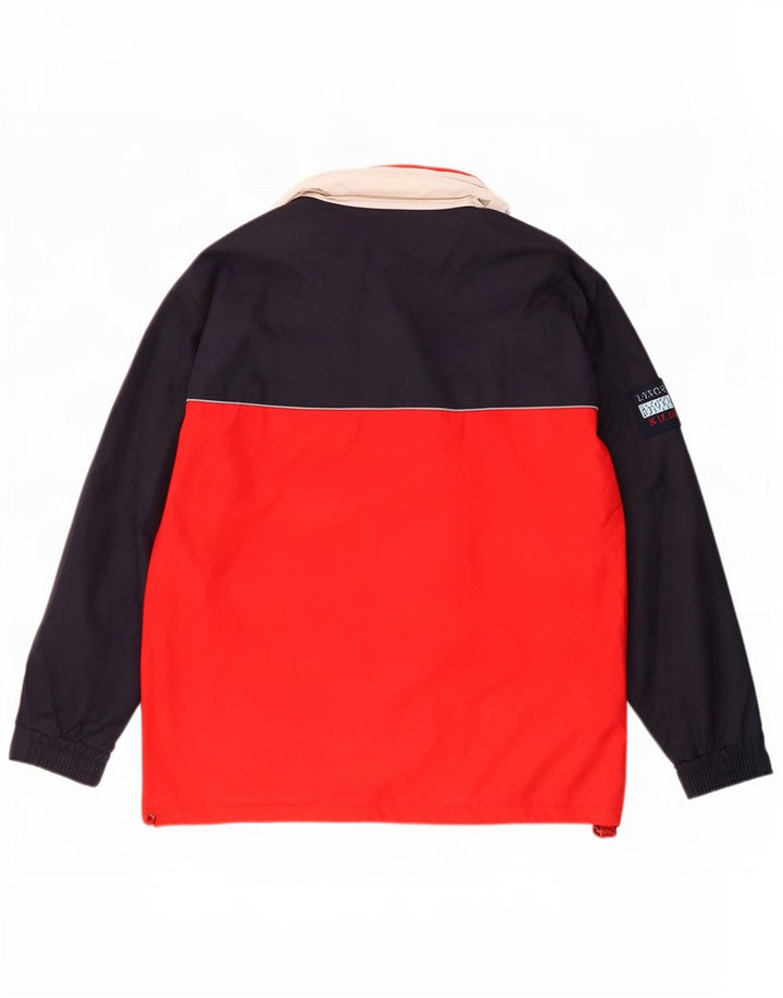 Vintage Mens Hooded Rain Jacket UK 36 Small Red Colourblock Polyester