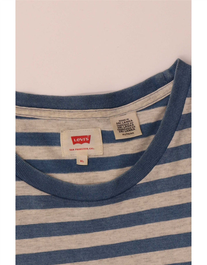 Levi's Mens T-Shirt Top XL Blue Striped Cotton
