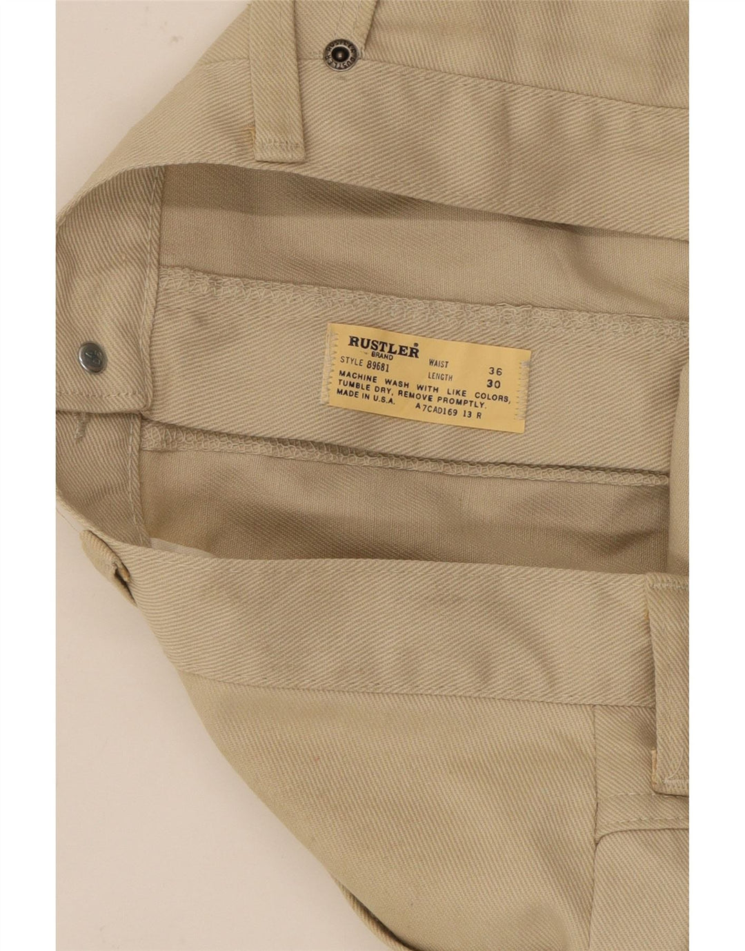 RUSTLER Mens Straight Casual Trousers W36 L30 Beige Vintage Rustler and Second-Hand Rustler from Messina Hembry 
