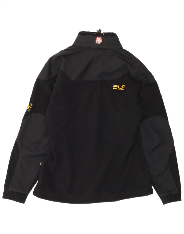JACK WOLFSKIN Womens Oversized Fleece Jacket UK 10 Small Black Colourblock