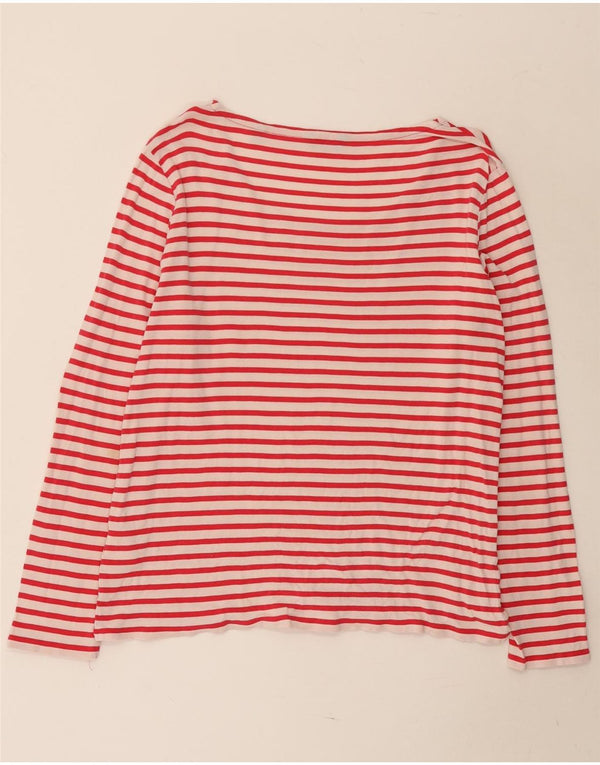 Gant Womens Top Long Sleeve UK 20 2XL Red Striped Cotton