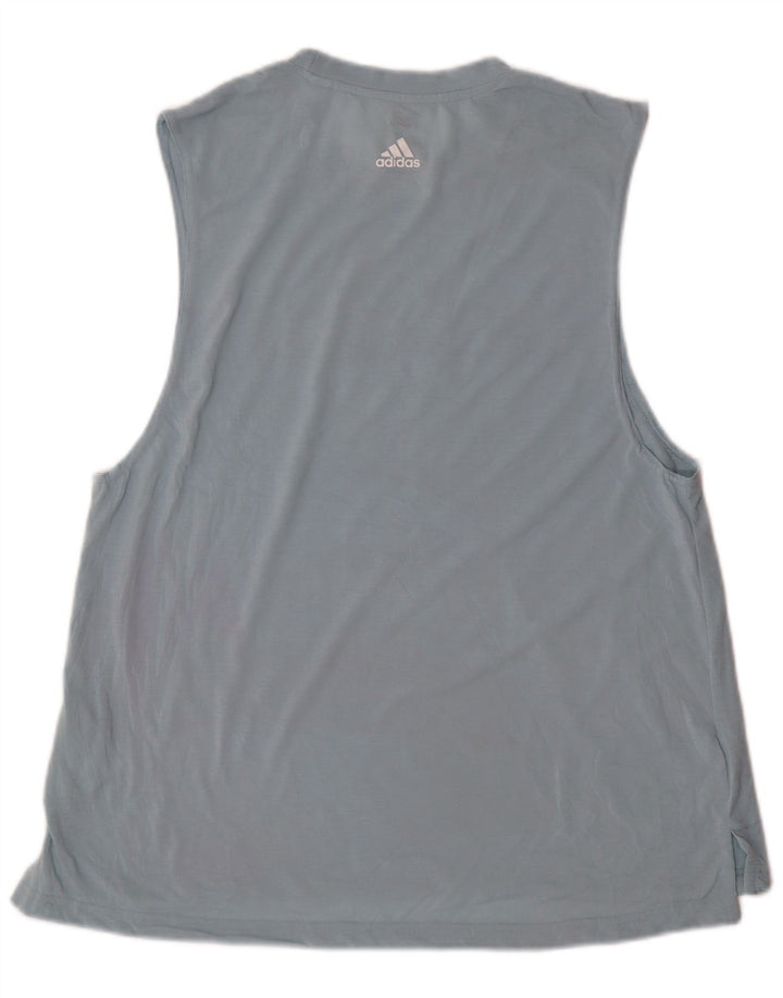 Adidas Womens Graphic Vest Top UK 16/18 Large Blue Polyester Sports