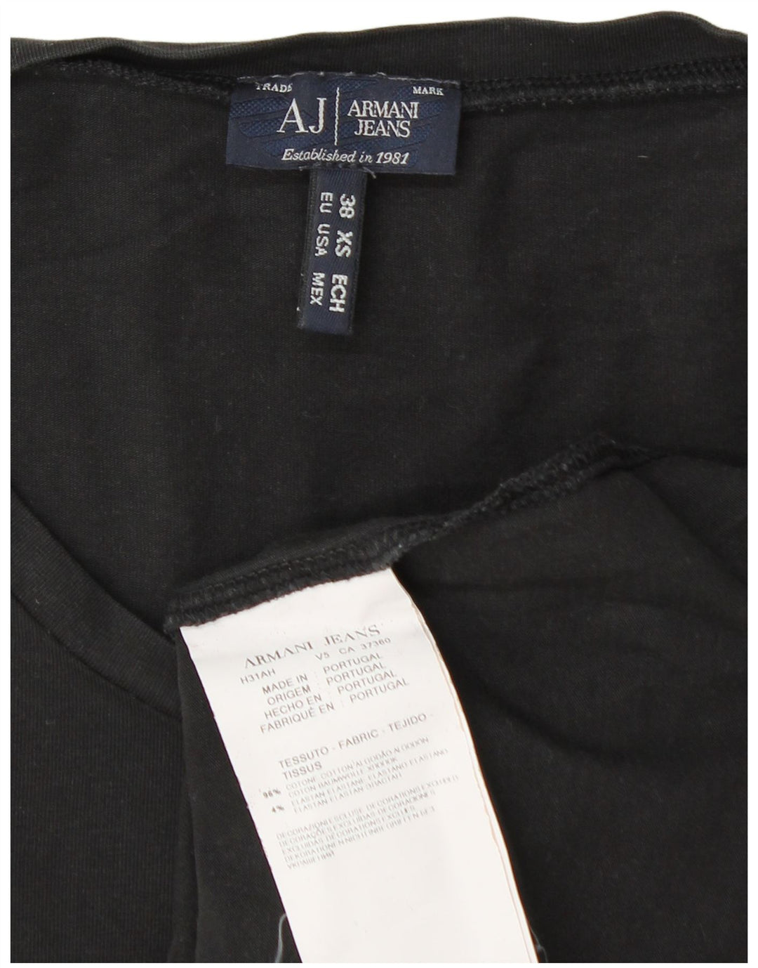 Armani Jeans Womens Graphic T-Shirt Top EU 38 Medium Black Cotton