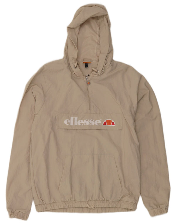 Ellesse Womens Oversized Hooded Pullover Rain Jacket UK 8 Small Beige Nylon