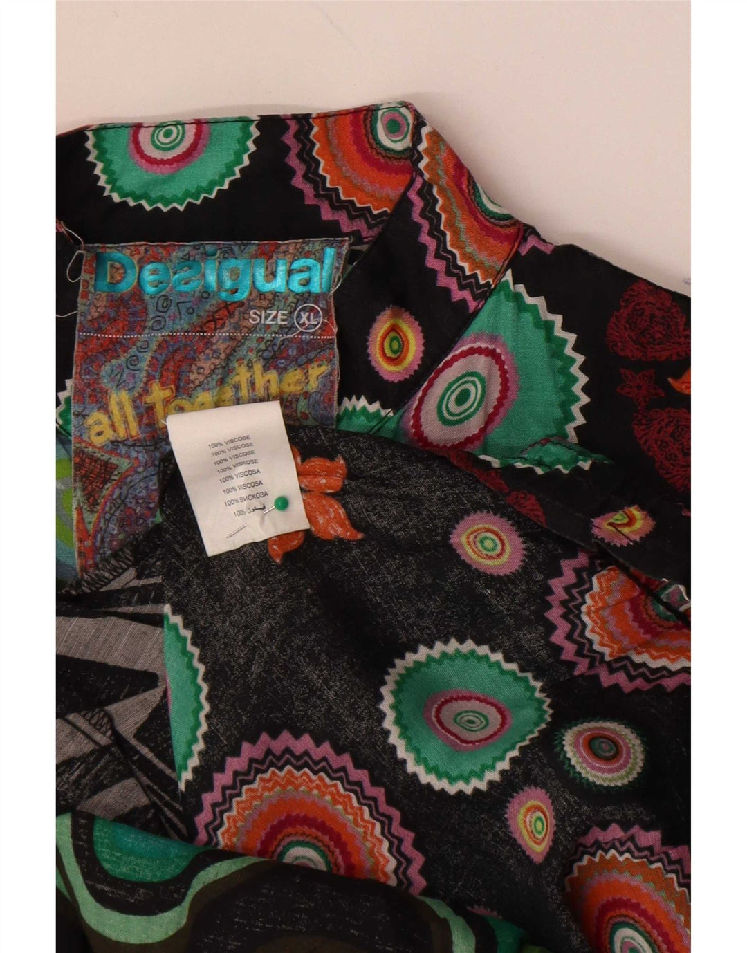 Desigual Womens Abstract Pattern Shirt Blouse UK 18 XL Multicoloured