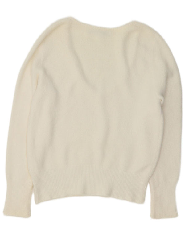 Zara Womens V-Neck Jumper Sweater UK 16 Large White