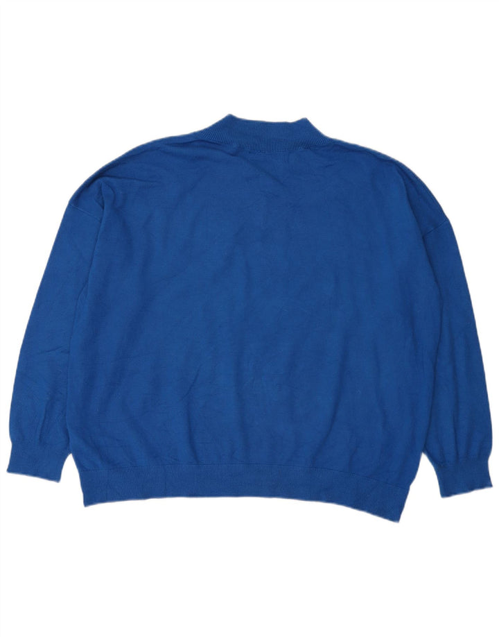 Marks & Spencer Womens Oversized V-Neck Jumper Sweater UK 16 Large Blue