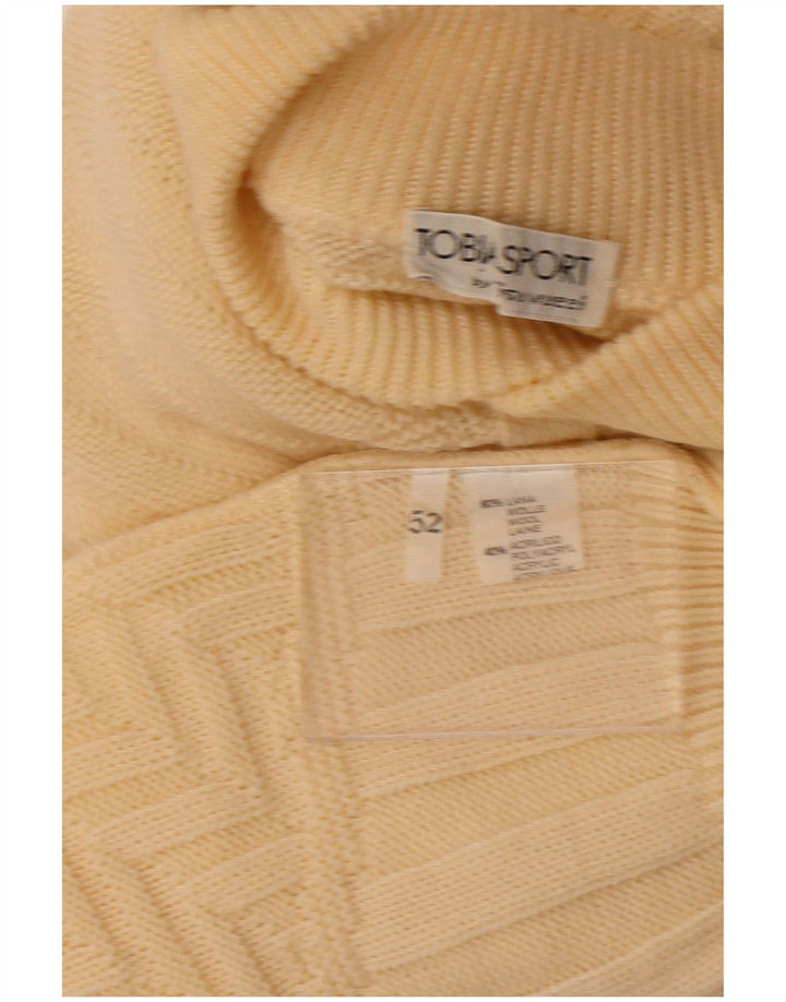 VINTAGE Womens Crew Neck Jumper Sweater IT 52 2XL Beige Wool