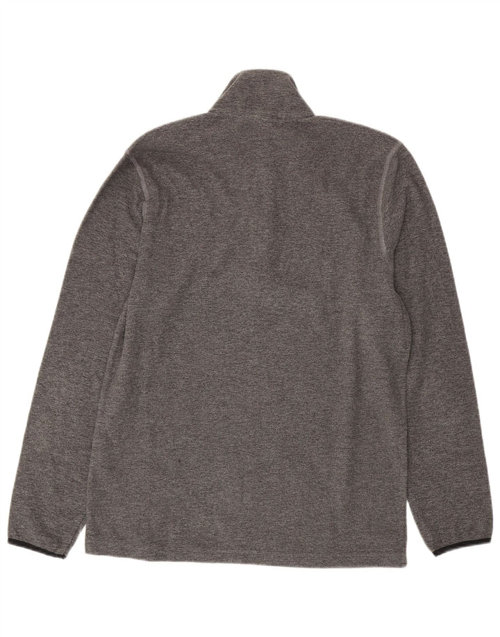 CHAMPION Mens Zip Neck Fleece Jumper Medium Grey Flecked Polyester