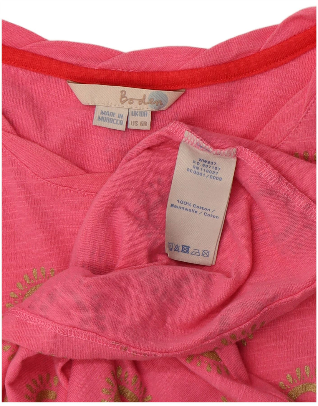 BODEN Womens T-Shirt Dress UK 10 Small Pink Floral Cotton