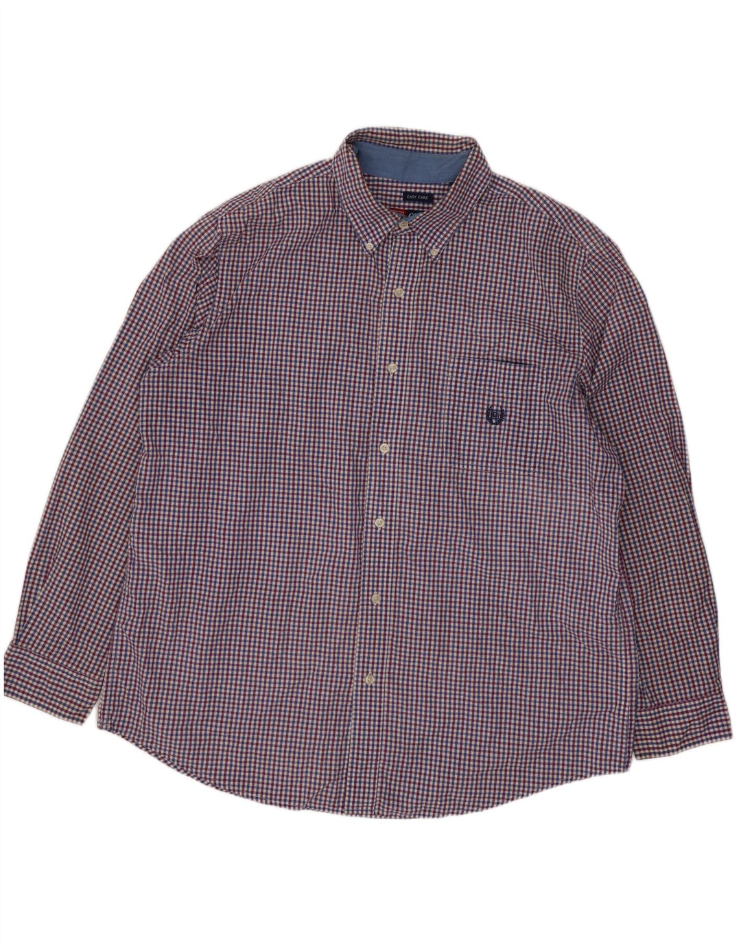 Chaps Mens Shirt XL Blue Gingham Cotton