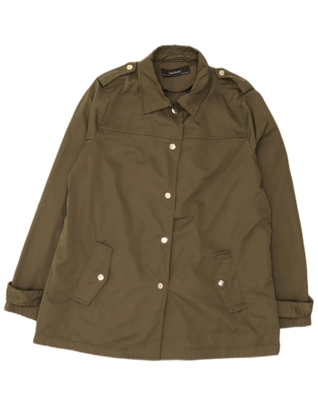 Zara Womens Military Jacket UK 16 Large Khaki Polyester