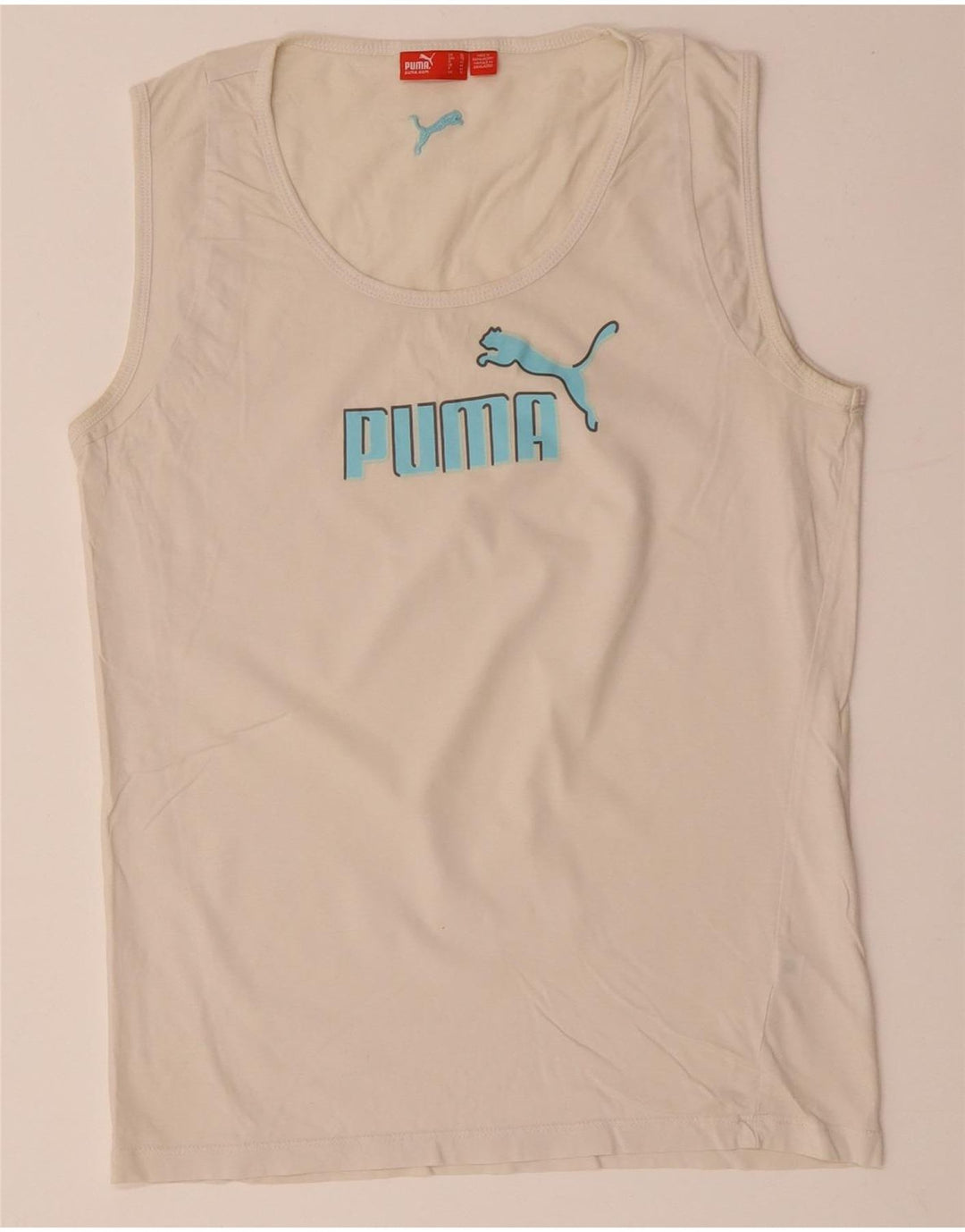 Puma Womens Graphic Vest Top UK 16 Large White Cotton