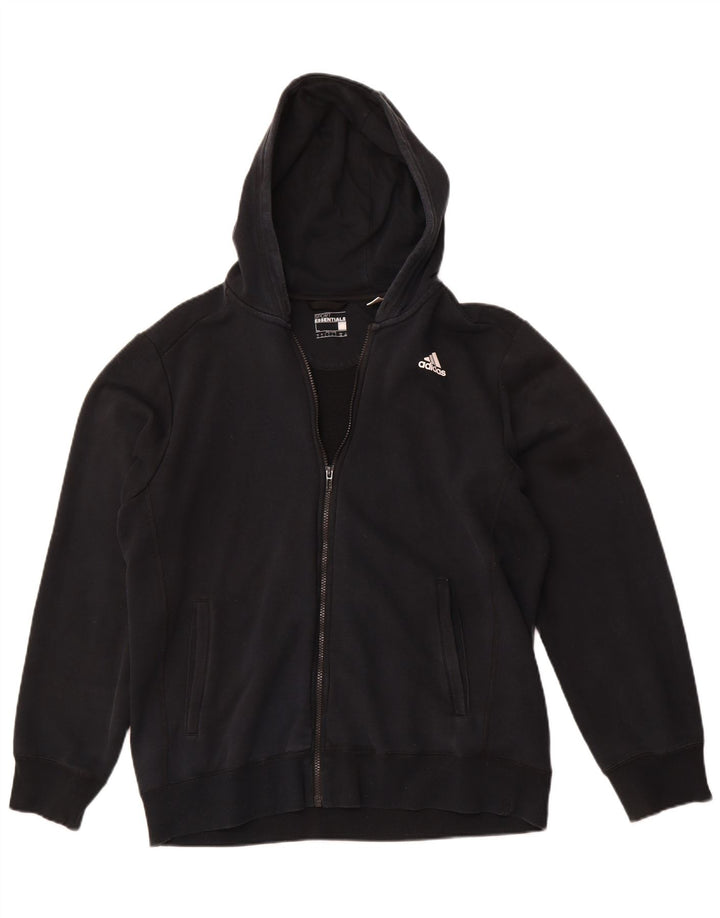 ADIDAS Mens Zip Hoodie Sweater Large Black Cotton