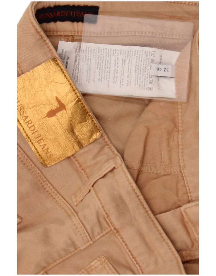 TRUSSARDI Womens Slim Casual Trousers IT 46 Large W32 L30 Beige Lyocell