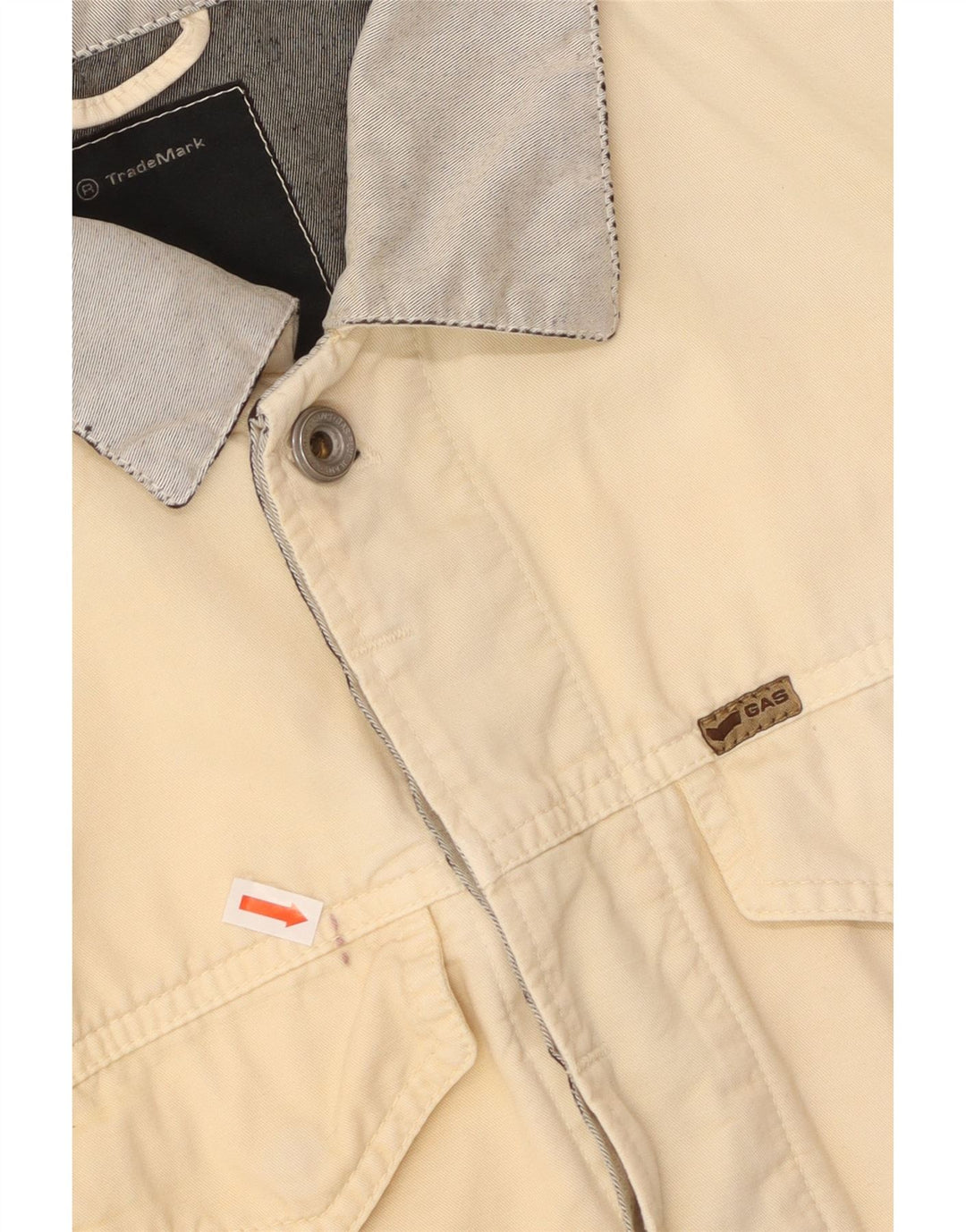 GAS Womens Denim Jacket UK 18 XL Off White Colourblock