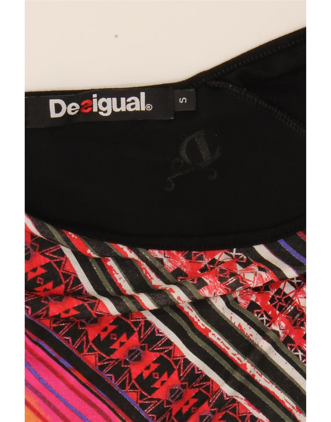 DESIGUAL Womens Long Sleeve Tunic Top UK 10 Small Multicoloured Geometric Vintage Desigual and Second-Hand Desigual from Messina Hembry 