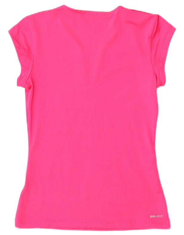 Nike Womens Dri Fit T-Shirt Top UK 8 Small Pink