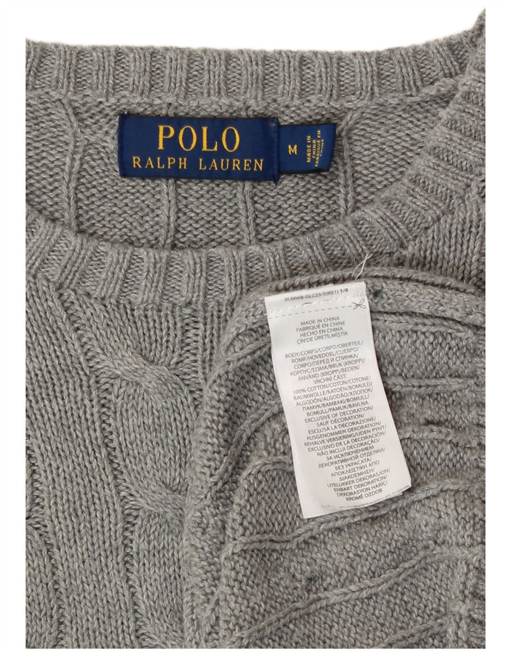 Polo Ralph Lauren Mens Crew Neck Jumper Sweater Medium Grey Cotton