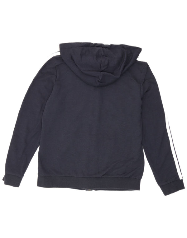 Adidas Womens Zip Hoodie Sweater UK 12/14 Medium Navy Blue Cotton
