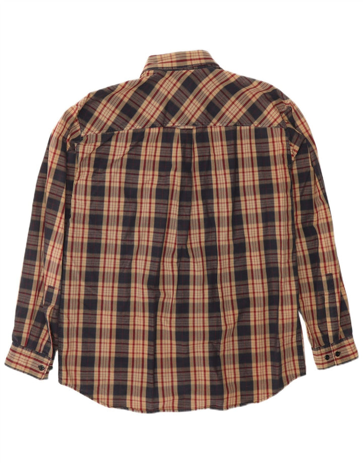 MARLBORO CLASSICS Mens Flannel Shirt Large Brown Check Cotton