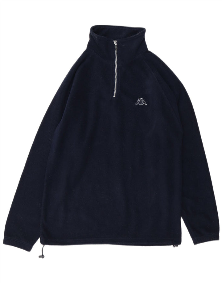 KAPPA Mens Zip Neck Fleece Jumper Medium Navy Blue