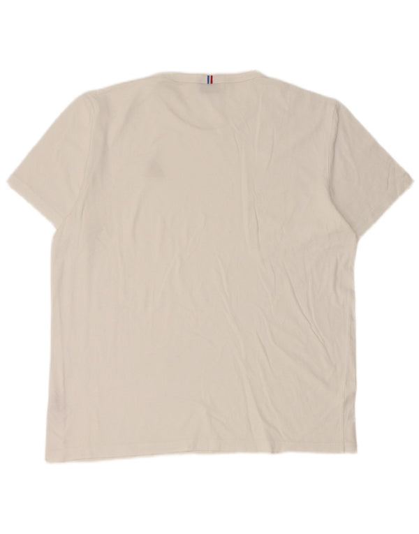 Le Coq Sportif Mens T-Shirt Top Large White Cotton