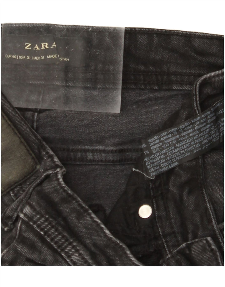 ZARA Womens Distressed Crop Skinny Jeans EU 40 Medium W31 L25 Black Cotton