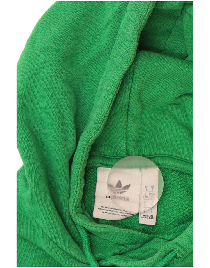 ADIDAS Mens Graphic Hoodie Jumper Large Green Cotton