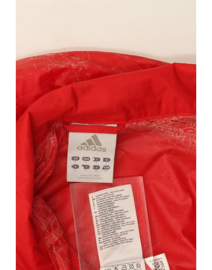 ADIDAS Mens Graphic Hooded Rain Jacket UK 36 Small Red Nylon