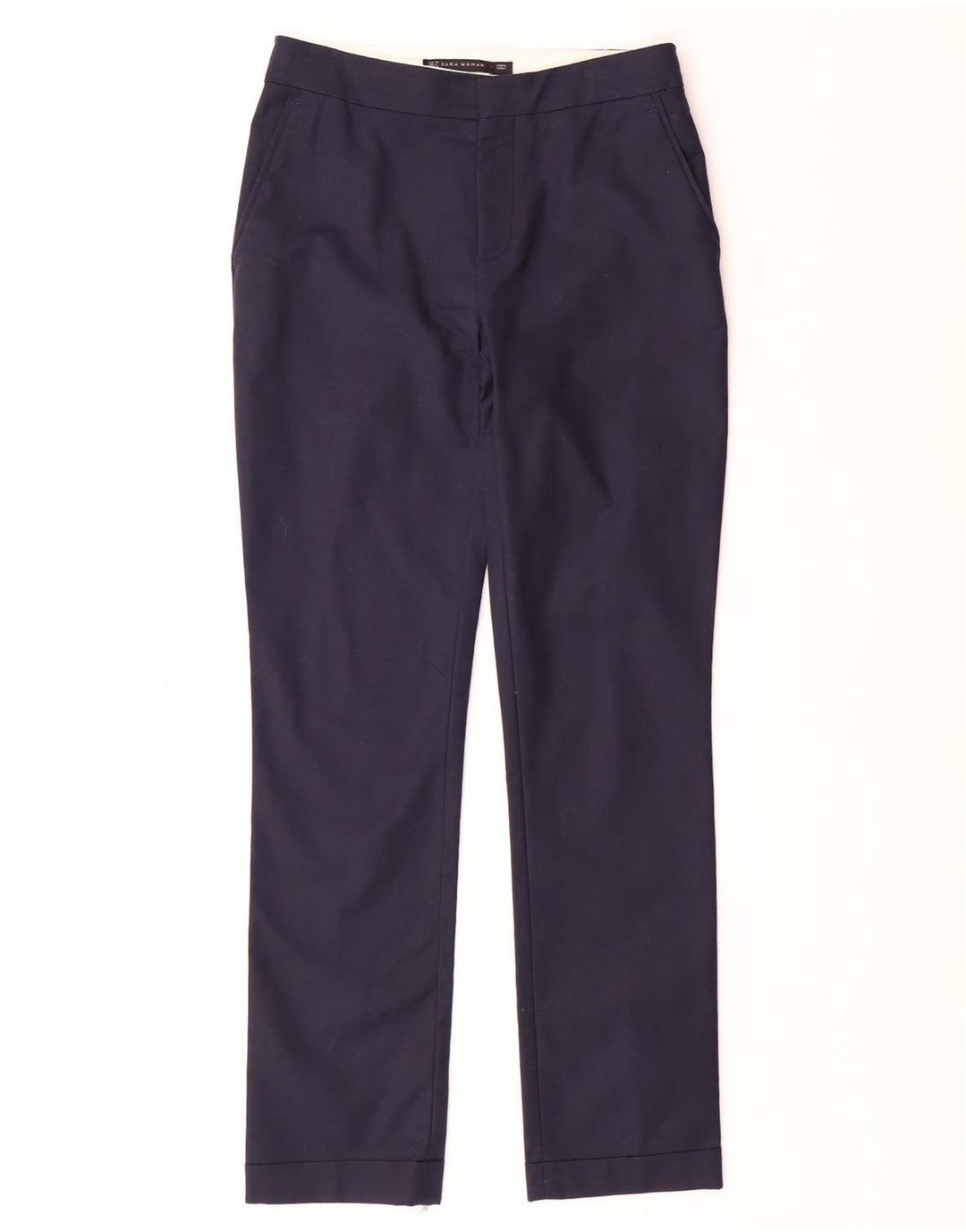 ZARA Womens Straight Chino Trousers EU 34 2XS W24 L28 Navy Blue