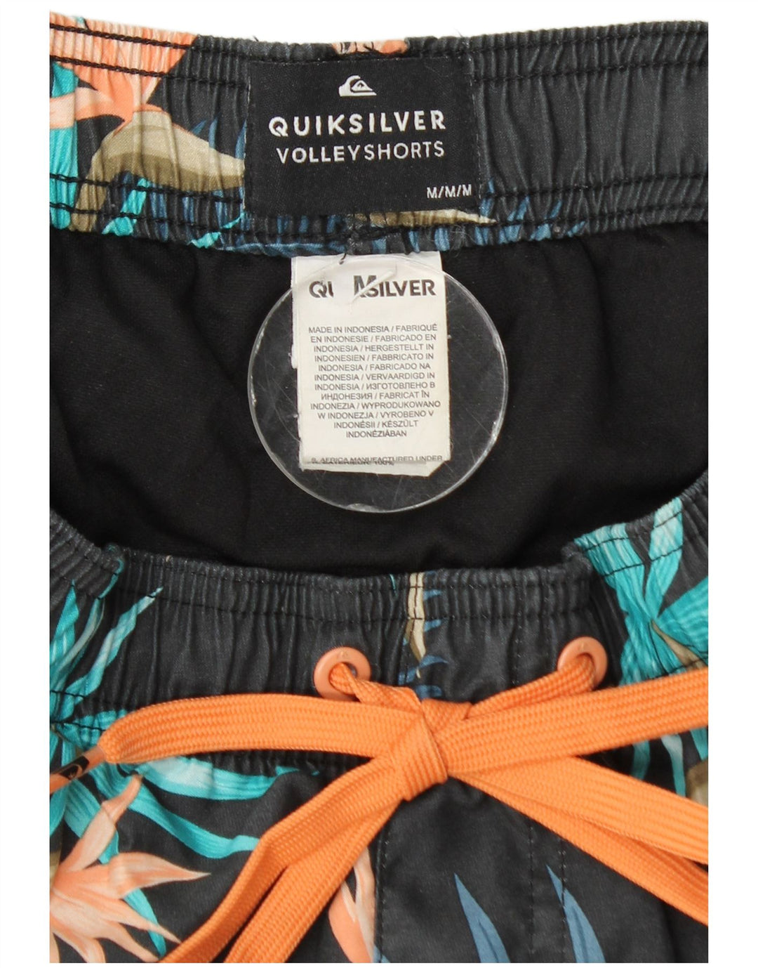 Quiksilver Mens Swimming Shorts Medium Navy Blue Floral Polyester