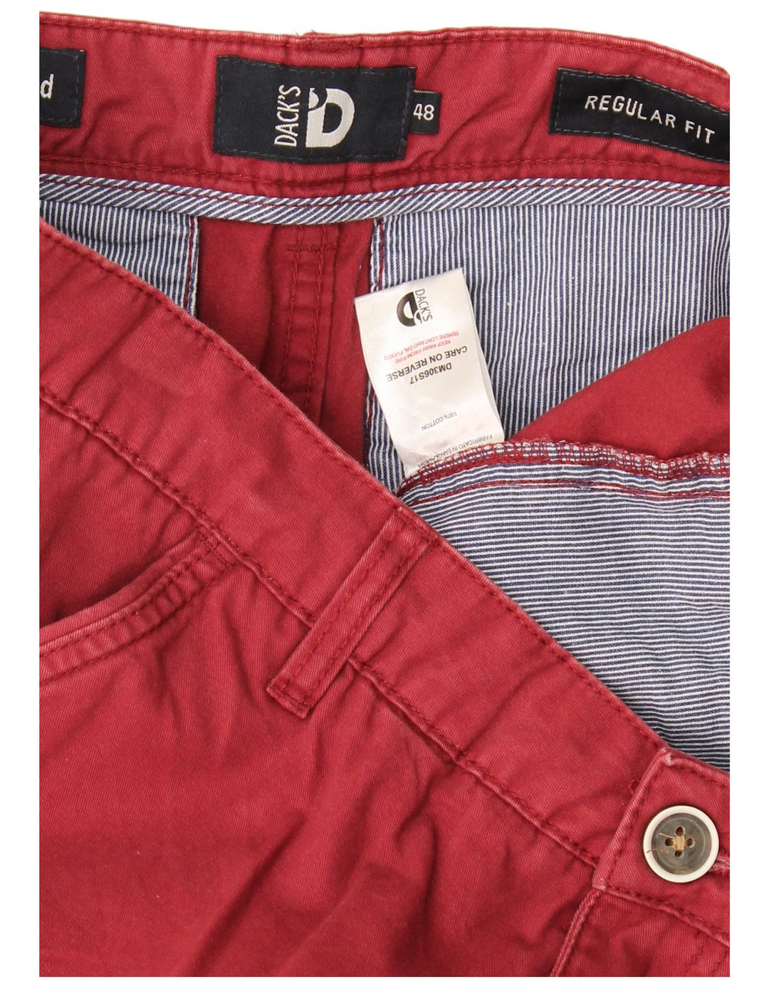 Dack's Mens Regular Fit Chino Shorts IT 48 Medium W34  Burgundy Cotton