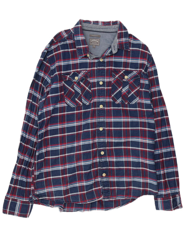 Fat Face Mens Classic Fit Flannel Shirt XL Blue Check Cotton