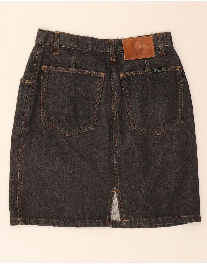 BENETTON Womens Denim Skirt W26 Small Grey Cotton Vintage Benetton and Second-Hand Benetton from Messina Hembry 